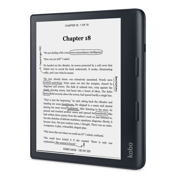 Black Kobo Sage front angled view.