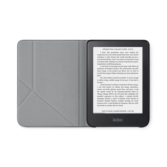 Kobo Clara 2E inside an opened Kobo Clara 2E SleepCover.