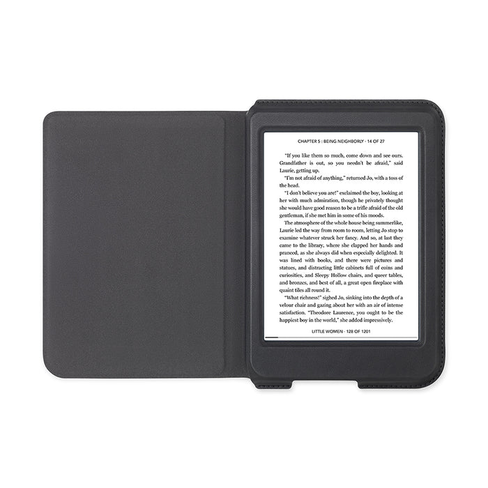 Kobo Nia in an opened Black Kobo Nia SleepCover.