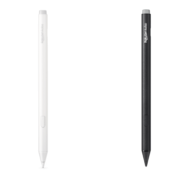 Kobo Stylus 2 黑色和新白色版本的圖片，顯示內建橡皮擦、螢光筆按鈕和流暢的書寫筆尖。